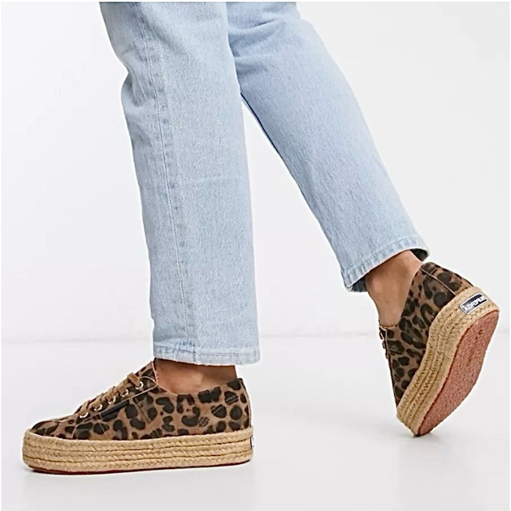 SUPERGA PLATFORM LEOPARD ESPADRILLE FLATFORM SNEAKER SIZE EU 37 / US 6.5 - Picture 9 of 16